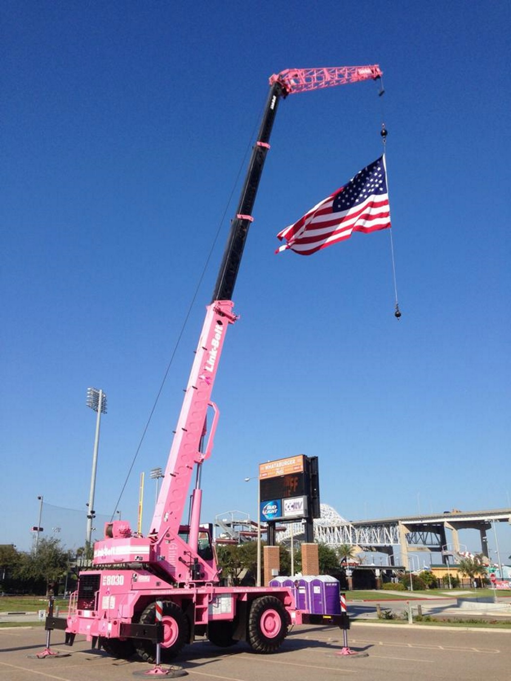 The Pink Crane Rental in Texas BC Equipment Gives Back